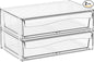 Yieach 12"W Clear Stackable Storage Drawers,2 Pack Pull Out Acrylic Drawers Organizer for Desk,Vanity,Bathroom,Plastic Office Supply Organizers And Storage Bins for Pen,Pencil,Craft,Sunglass,Medicine