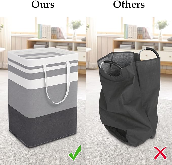 StorageRight Large Collapsible Laundry Basket Hamper with Easy Carry Handles，Freestanding Clothes Hampers for Laundry, Bedroom, Dorm, Towels, Toys, 75L, Gradient Grey