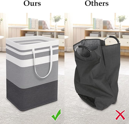 StorageRight Large Collapsible Laundry Basket Hamper with Easy Carry Handles，Freestanding Clothes Hampers for Laundry, Bedroom, Dorm, Towels, Toys, 75L, Gradient Grey