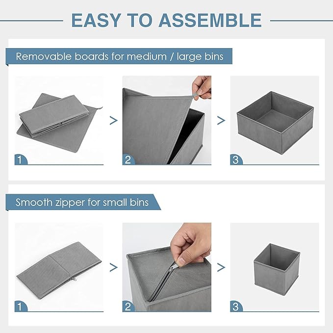 Criusia Drawer Organizer Clothes, 8 Pack Underwear Organizer, Foldable Closet Organizers and Storage Dresser Dividers for Clothes, Socks, Scarves, Ties (Gray)
