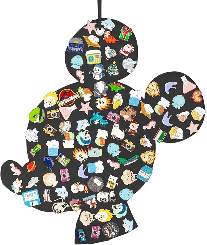 Hanging Brooch Pins Organizer Enamel Pin Display Cute Cartoon Shape Brooch Pin Display Storage Holder for Brooch Pin(Without Accessories ) (black-mouse-hole)