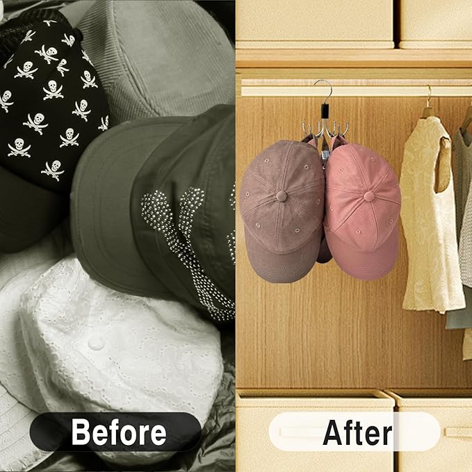 2 Pack Cap Hanger for Baseball Caps, Hat Racks for Baseball Caps,Equipped with 6 Adjustable Hooks for Display Closet Organizers