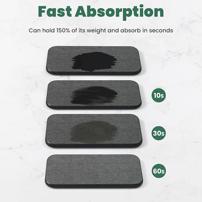 3PCS Water Absorbing Diatomaceous Earth Tray for Sink, Fast Drying Soap & Toothbrush Holders for Bathroom Counter, 1 Stone Tray, 2 Stone Coasters