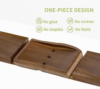 Wood Self-Draining Bar Soap Holder, Soap Dish with Draining, 3 Holes Design Keep Soap Saver Tray/Sponge Holder Dry, Bathroom/Kitchen Soap Case, Brown