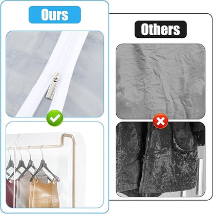 Clear Clothes Rack Cover 6 Ft Garment Rack Cover Transparent Clothing Covers With 2 Durable Zipper Waterproof Protector for Garment Racks (71"L x 20"W x 60"H, Racks Not Included)