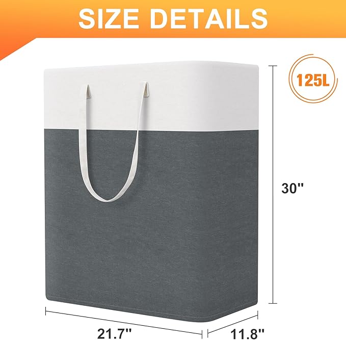 TasticTotes laundry basket 3-Pack, laundry hamper, Hamper with handles, collapsible laundry baskets, Waterproof dirty clothes hamper, Towel Storage for Home or Dorm, 125L-Grey