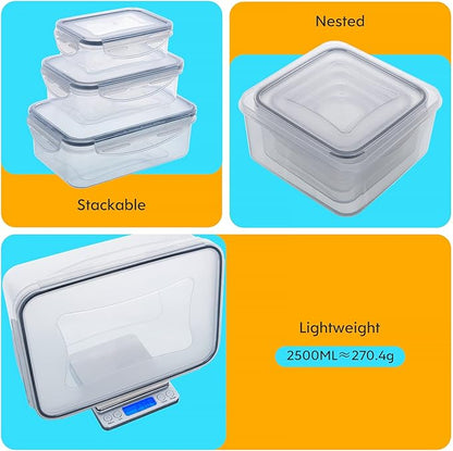 JSCARES 44 PCS Food Storage Container with Lid (22 Lids & 22 Containers) - Leakproof Meal-Prep Containers for Kitchen Storage Reusable Plastic Microwave/Dishwasher Safe with Labels & Pen