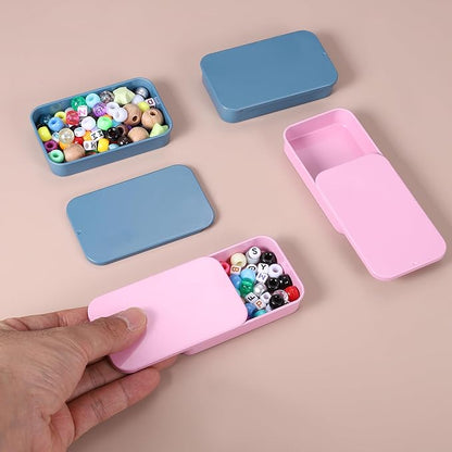 uxcell 8Pcs Slide Top Tin Containers, Mini Metal Empty Tins Box with Sliding Lids, 3.1"x2"x0.6" Rectangular Storage Organizers for Lip Balm, Solid Perfume, Small Items, Blue
