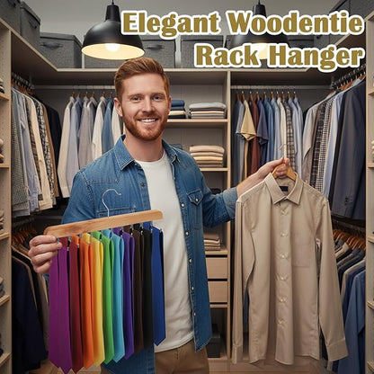 3 Pack Tie Rack Belt Hanger for Closet Fitnice Upgraded Non Slip Tie Hanger Space Saving with 20 Foldable Hooks Wooden Belt Organizer for Tank Tops Bras Cami Scarves