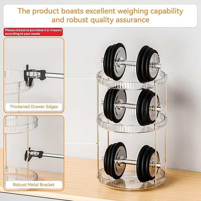 Yieach Acrylic 360 Rotating Makeup Organizer and Perfume Organizer,2 Tier Make Up Holder and Acrylic Skincare Organizers for Countertop,Vanity,Bathroom,Clear Spinning Beauty Organizer for Face Product
