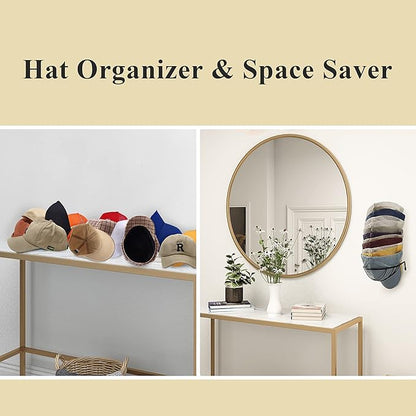 Homesweet 2-Pack Hat Racks for Wall Closet, Compact Hat Organizer for Baseball Caps, Hat Storage Wall Closet for 30 Baseball Caps, Space Saver, Metal (Line Black)