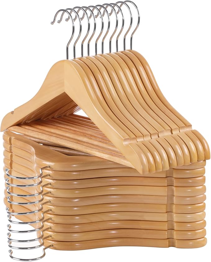 Baby Hangers, 20 Pack Natural Wooden Kids Hangers for Closet, Premium Children's Clothes Hangers with 360° Swivel Hook