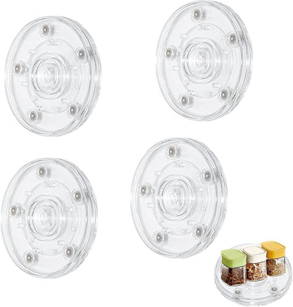 4PCS 3 inch Clear Small Lazy Susan Turntable Mini Lazy Susan Acrylic Ball Bearing Rotating Tray for Spice Rack Table Cake Kitchen Pantry