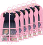 KEEGH Clear Garment Bags for Dance Costumes 40 inch Dance Garment Bags for Dancers Hanging Clothes for Closet Storage, with 4 Zipper Pockets for Dance Competitions, Ballet, Theatre, 6 Pack, Pink