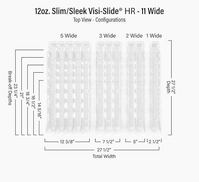 Display Technologies Visi-Slide Drink Organizer for Fridge - 12oz Slim Can Gravity Fed Shelves (Pack of 6)