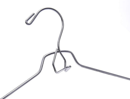 6 Quality Add-On Skirt Blouse Hanger Heavy-Duty Add-On Skirt Hangers with Clips, Multi Stackable Add on Hangers, Adjustable Wide Clip Pants Hanger, Chrome (Skirt Hanger - Wide Clips, 6)