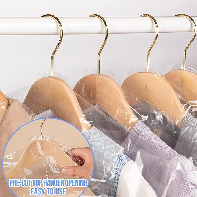 97 Pack Dry Cleaner Bags, (45x70cm) Clear Dry Cleaning Bags for Hanging Clothes, Garment Bags for Short or Children's Clothes