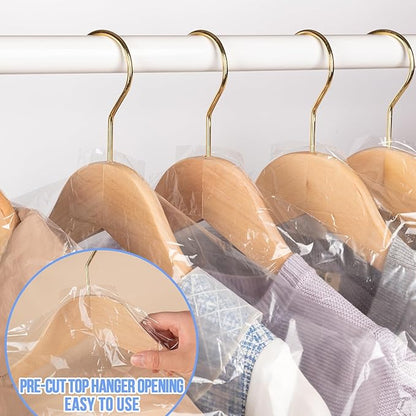 97 Pack Dry Cleaner Bags, (45x70cm) Clear Dry Cleaning Bags for Hanging Clothes, Garment Bags for Short or Children's Clothes