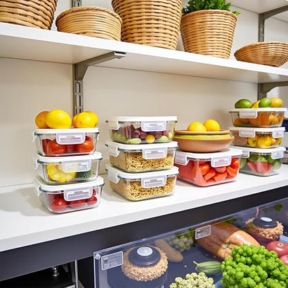 16oz Square Glass Food Storage Containers With Lids, 2 Cup Square Glass Food Containers With Lids, BPA free Small Meal Prep Bowls for leftovers, Dishwasher, Freezer Safe (8Pack)