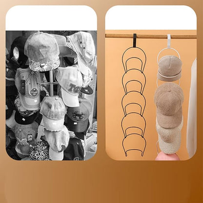 5PCS Hat Organizer, Iron Hat Rack Multi Layer Hat Holder Hat Hanger Hat Hooks Baseball Cap Holder for Scarves Handbags Towels(White)