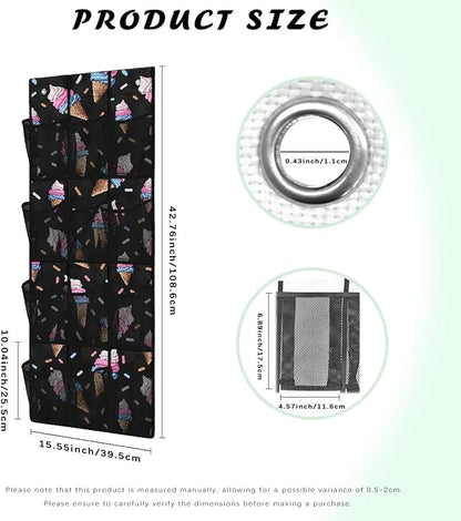 Ice Cream Over the Door Organizer 12 Clear Deep Pockets Hanging Shoe Rack for Closet Door Hanging Organizer No Dril Large Storage Bag for Small Spaces Bathroom Kitchen