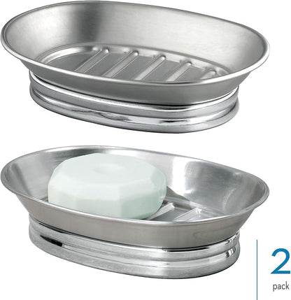 iDesign Soap Dish for Bathroom Sink - Soap Dish Holder for Bar Soap - Set of 2 - Split Finish