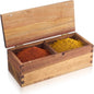 Acacia Wood Salt Cellar Spice Box with Magnetic Lid 29oz Large Capacity Salt Organizer 2 Compartments for Kitchen Countertop, Pepper, Seasonings, Spices, Grilling & Cooking