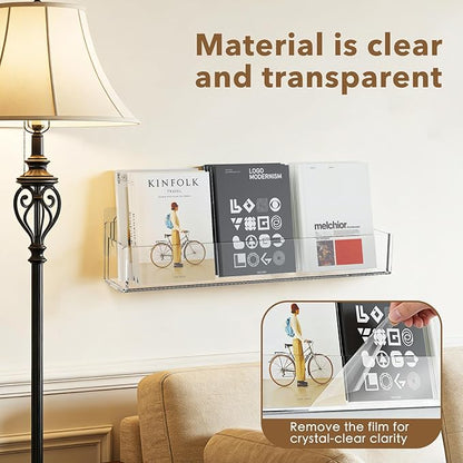 Transparent Acrylic Adhesive Spice Rack with Strong Adhesive Tape, Suitable for Kitchen Cabinet, Refrigerator, Pantry, Wall-Mounted Seasoning Rack (2 Pack) Remove Matte Protective Film Before Use