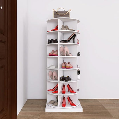 HomVent Rotating Shoe Rack, 7-Tier Spinning Shoe Rack Tower, Free Standing 360° Revolving Shoe Organizer Shoe Storage Shelf Can Hold Over 28 Pairs Shoes for Entryway Living Room