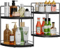 2 Pack Bathroom Counter Organizer,2 Tier Corner Bathroom Counter Organizer,Black Wooden Vanity Organizer for Bathroom Organizers and Skincare Cosmetics Dresser Storage
