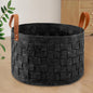 BOLDMONKEY Laundry Basket 20" x20 " x11.8 ", Large Round Blanket Basket with Leather Handle, Felt Storage Basket for Living Room, Nursery, Dog Toys-Dark Gray