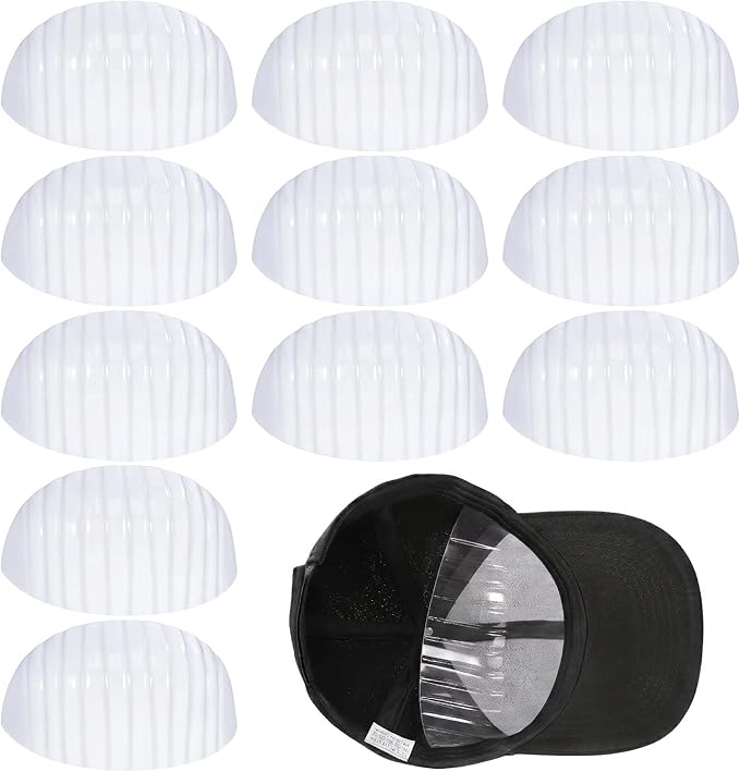 NUOBESTY 25Pcs Hat Shaper Insert for Kids Baseball Caps, Plastic Half Circle Hat Support Inner Holder, 54cm Small Size Crown Stiffener, Anti-Deformation Cap Liner for Storage & Travel