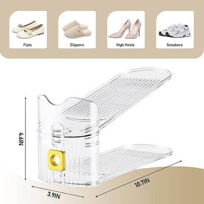 FENRUNXU Shoe Slots Organizer for Closet, Shoe Stacker Organizer Double Layer Stack Shoe Rack, Shoe Display Shelf 50% Space Saver Storage Holder for Closet, 36 PACK