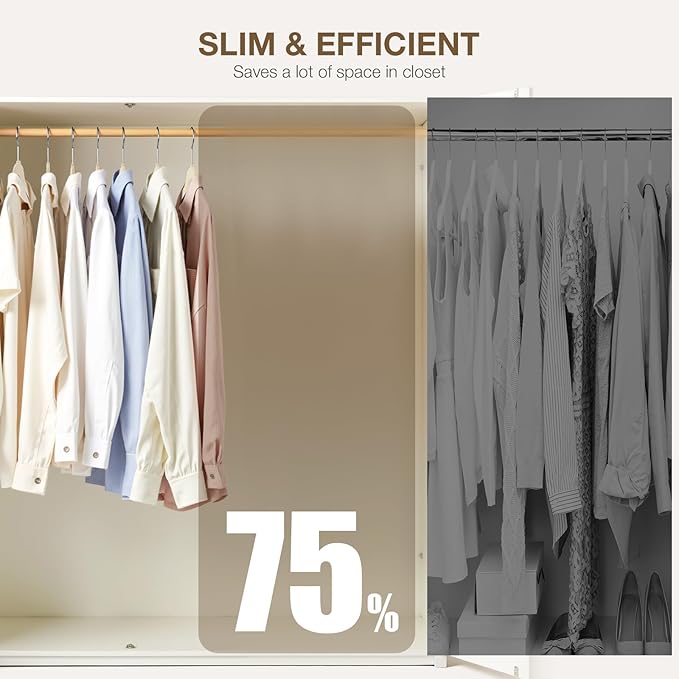Korpai 36-Pack Beige Velvet Hangers with Clips Adjustable,Adult Hangers,Outfit Hanger,Heavy-Duty,Felt,Non-Slip,Space Saving, for Pants, Skirts, Suits,Coats, Dresses ect.