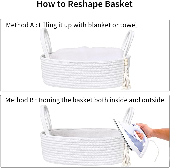ABenkle Small Storage Basket, Jute Rope Woven Toilet Paper Tray Organizer for Toilet Tank Top, Boho Bathroom Decor Holder for Shelf Bedroom Living Room -13x6x4 Inches