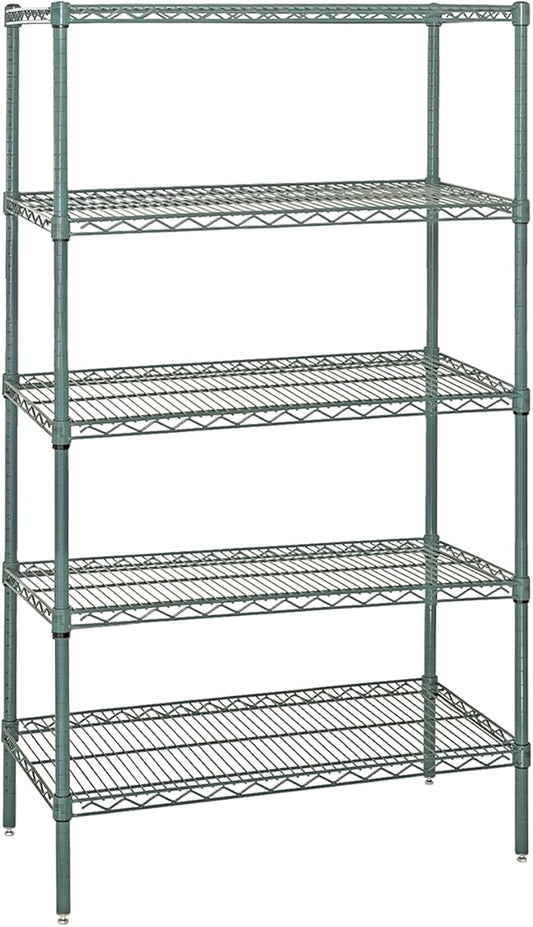 Quantum Storage Systems WR86-3060P-5 Starter Kit Wire Shelves Green Epoxy 5 Shelves 86" H x 60" W x 30" D
