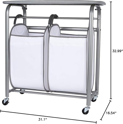 Neatfreak - Laundry Sorter with Ironing Board - 3-in-1 Laundry Basket, Ironing Station & Laundry Folding Table - 2 x Tote Hampers for Laundry, Towels & Bathroom Storage