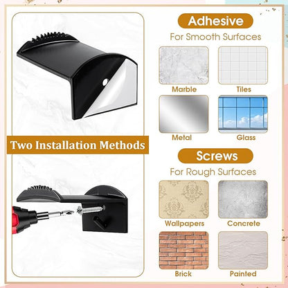 SHENLIU Hat Hooks for Wall - 24 Pcs Strong Adhesive Cowboy Hat Rack, 2.95" Extended Baseball Cap Hanger Display Hooks, Hat Organizer for Closet Door Wall, Clear White Black