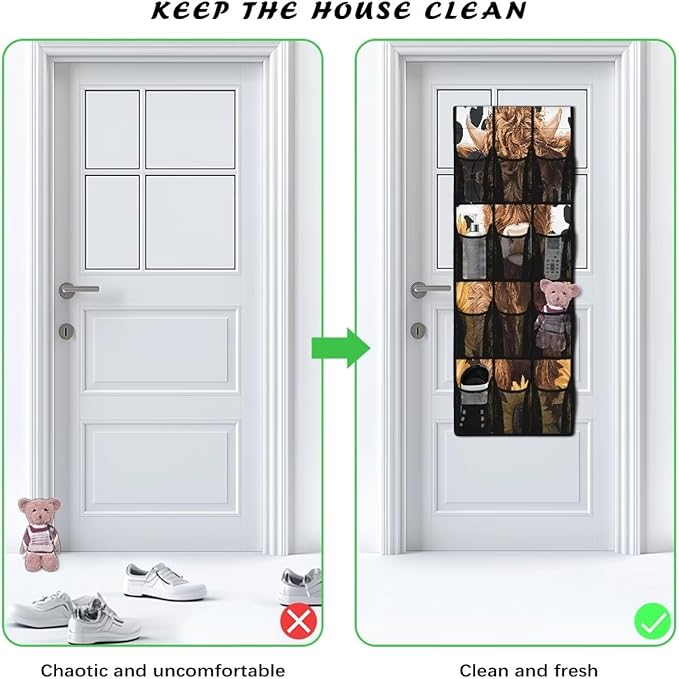 Highland Cattle Behind Door Organizer 12 Pockets Spotted Over The Door Organizer for School Sunflower Multi-Pocket Organizer Space Saving Multi-Funtion Storage Bag for Dorm