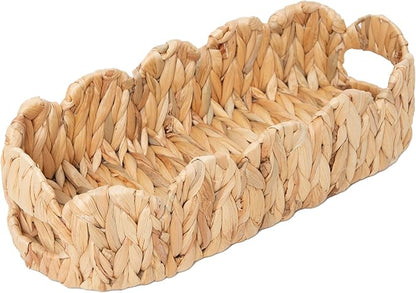 Coeusy Toilet Tank Basket,Toilet Paper Storage Basket Bathroom Counter Organizer Wicker Baskets for Organizing,Holds Up to 3 Mega Rolls,Natural Water Hyacinth Boho Decor Bathroom