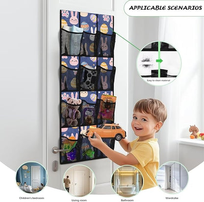 Easter Egg Over the Door Shoe Organizer 12 Mesh Pockets Sturdy Oxford Fabric Shoe Rack for Door Foldable Shoe Storage Organizer