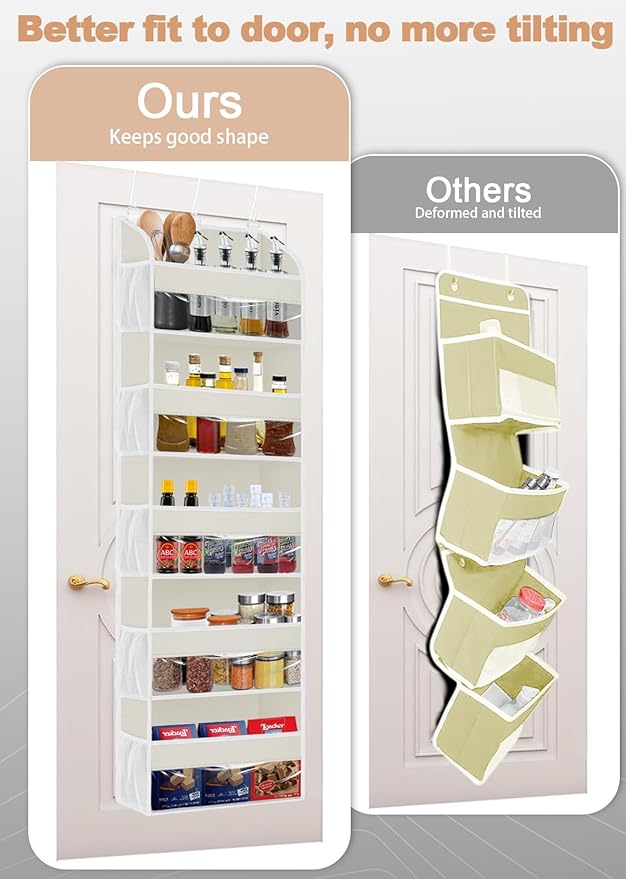 TAHAVICE 1 Pack Over The Door Storage Organizer with 5 Pockets 10 Mesh Pockets, 44 lbs Weight Capacity Door Hanging Organizers and Storage for Bedroom,Bathroom,Nursery,Kidroom,Babyroom