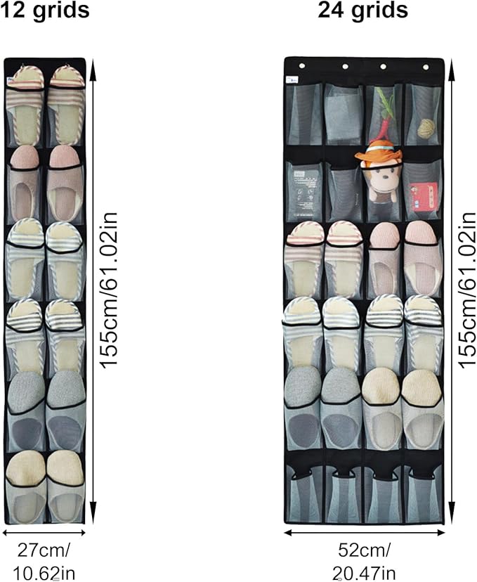 12/24 Grids Hanging Shoe Rack Over The Door Hanging Shoe Organizers With Hooks For Home