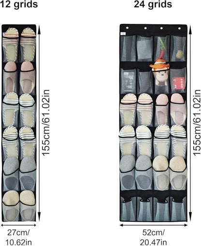 12/24 Grids Hanging Shoe Rack Over The Door Hanging Shoe Organizers With Hooks For Home