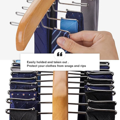 Tie Hanger 24 Hooks Tie Racks For Men Closet, Tie Rack With Upgraded 360°Rotating,Tie Hangers For Men,Tank Top Hanger,Neck Tie organizer,Belts Scarves Accessories for Bras,Tank Tops,Camisoles…