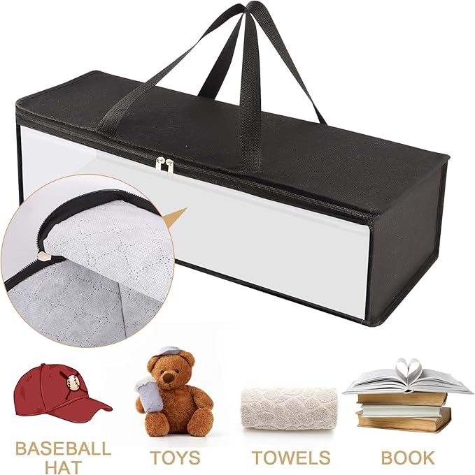 4 Pcs Baseball Hat Storage Organizer, Baseball Cap Organizer with 2 Carry Handles Hat Holder Rack for Closet Travel Hat Organizer (Black)