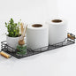 VITVITI Metal Toilet Paper Basket Storage, Bathroom Toilet Tank Tray with Bamboo Handle Countertop, Back of Toilets Tray Basket for Vanity Kitchen Counter Decor, Black