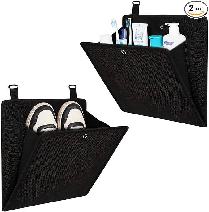 2-Packs Over The Door Organizer - Foldable Hanging Storage Rack with Adhesive Hooks for Shoes, Toiletries | No Drill Space Saver for Narrow Doors in RV, Dorm, Bathroom, Closet (2PCS)