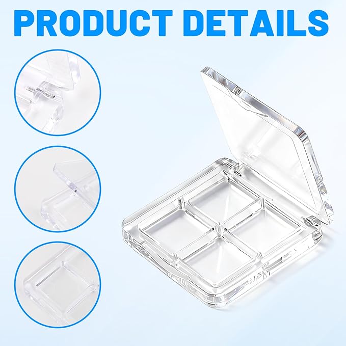 4-Pack Empty Lipstick Palette - 4 Grid Clear Empty Makeup Palette Cases - Highlighters Sample DIY Eyeshadow Powder Blush Lipstick Boxes - Travel Eye Shadow Dispensing Storage Container