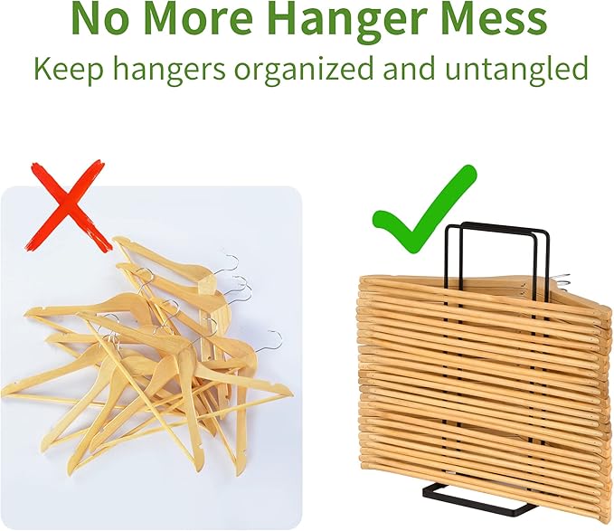 EASTTOWEST Hanger Organizer Stacker for Closet Laundry Room,Holds up 110 Wire Hanger,Black Carbon Steel Clothes Hanger Storage Rack Holder for Adult or Child